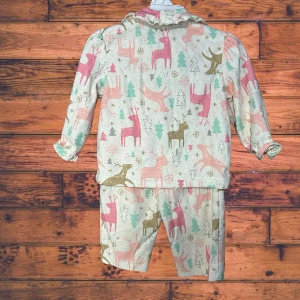 5 for $25🔥Carter's Deer Print‎ Fleece Pajama Set Girls Size 12 Months